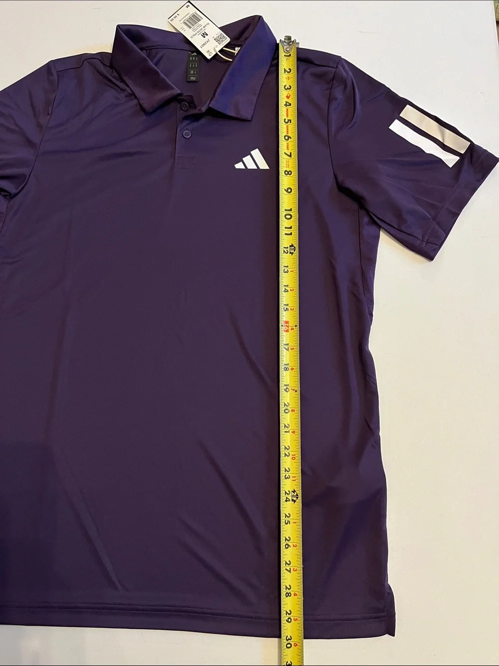 adidas Club Tennis Shirt Mens M 3 Stripes Short Sleeve Polo Plum Purple  NWT $50